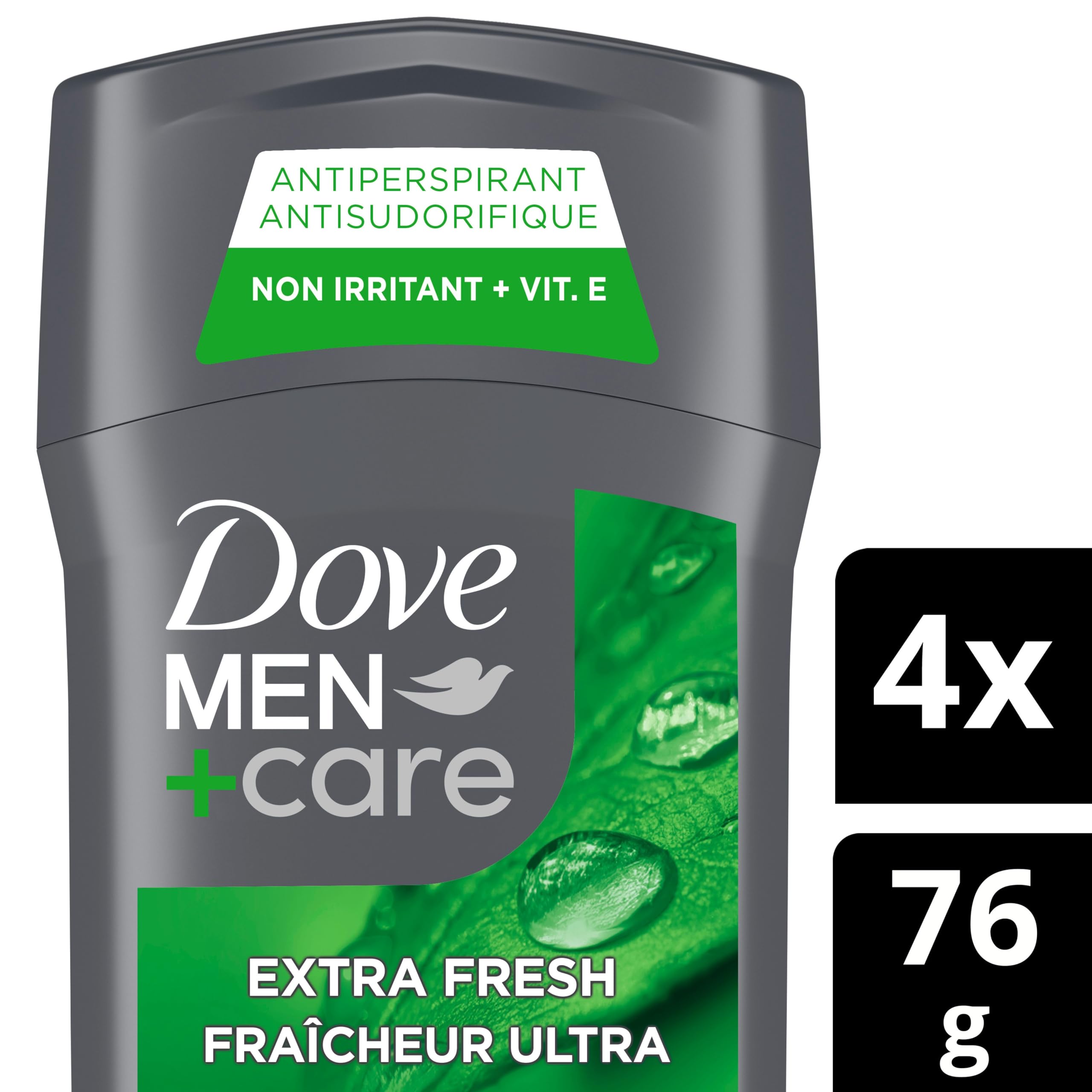 Dove Men+Care Antiperspirant Stick for 72h sweat & odour protection Extra Fresh with Triple Action moisturizer to help prevent skin irritation caused by dryness, 76g (Pack of 4)