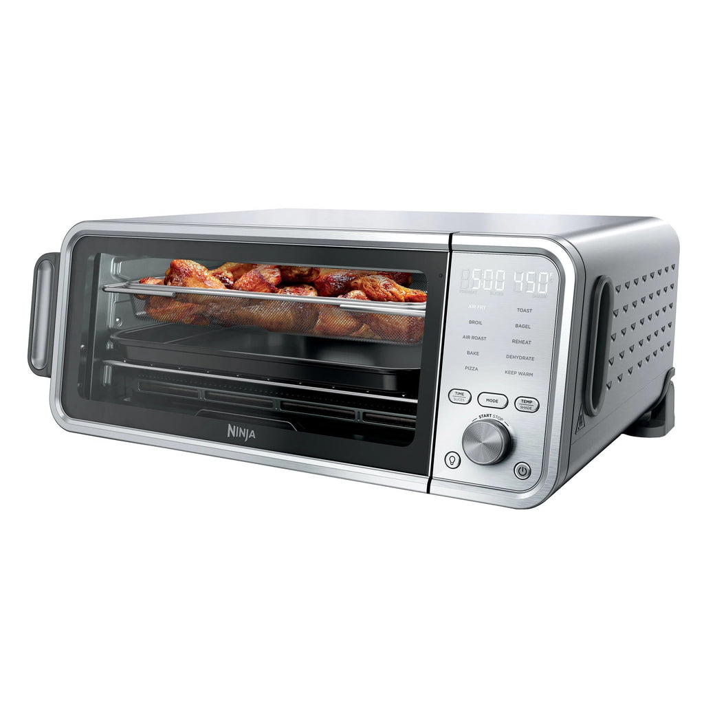 Ninja FT205CO 10-in-1 Digital Air Fry Oven with Extra Large Capacity, Extended Height, Stainless Steel Body, and Temperature Control (Silver and Black, Renewed)
