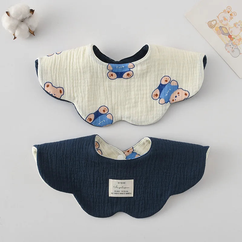 New Two-sided Usable Baby Feeding Drool Bib Infants Wave Lace Saliva Towel Soft Cotton Burp Cloth For Newborn Toddler Kids Bibs