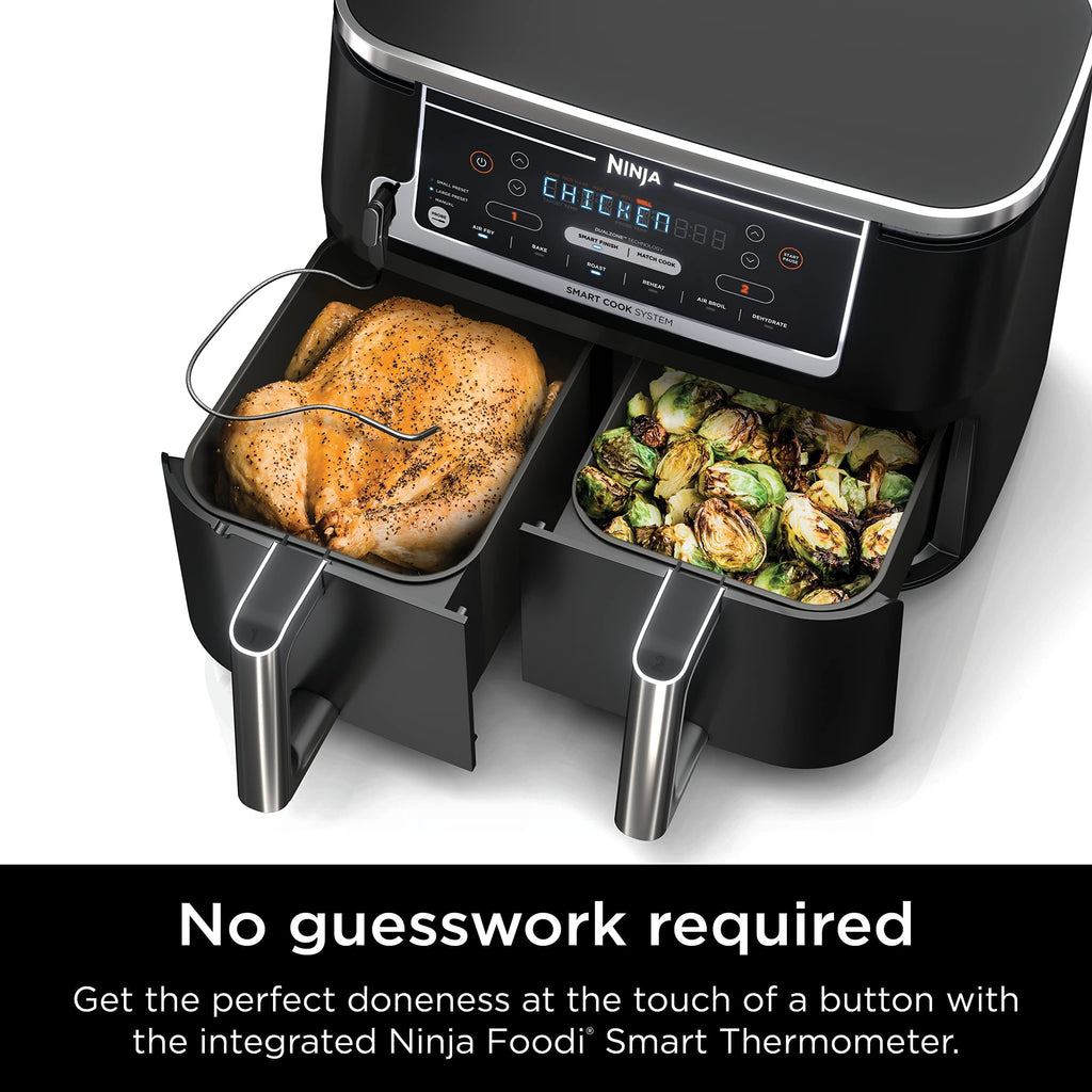 Ninja DZ401 Foodi DualZone XL 2-Basket Air Fryer with 2 Independent Frying Baskets, Match Cook & Smart Finish to Roast, Broil, Dehydrate & More for Quick, Easy Family-Sized Meals (Renewed)