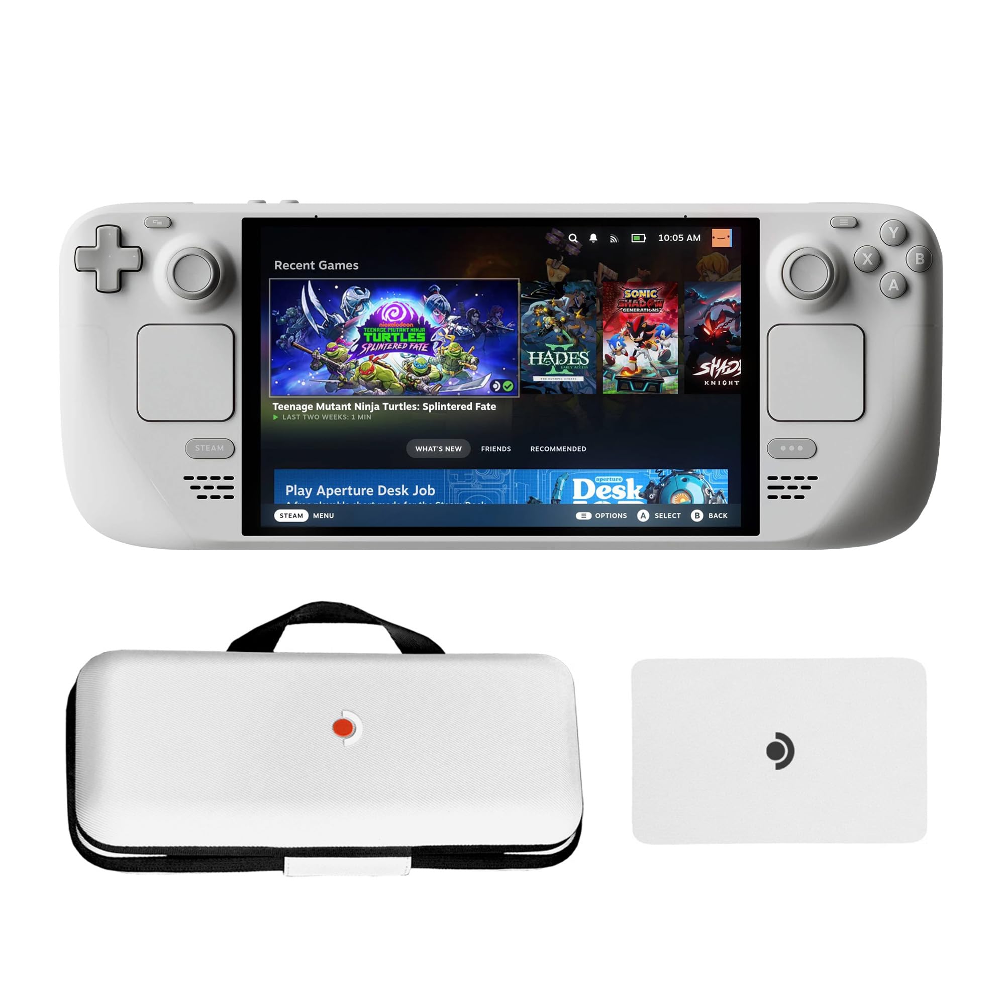 Steam Deck Limited Edition 1TB OLED White Handheld Console with Exclusive Carry Case and Microfiber Cleaning Cloth - Special UK Edition Console Region Free Hardware with USA Plug Video Game Console