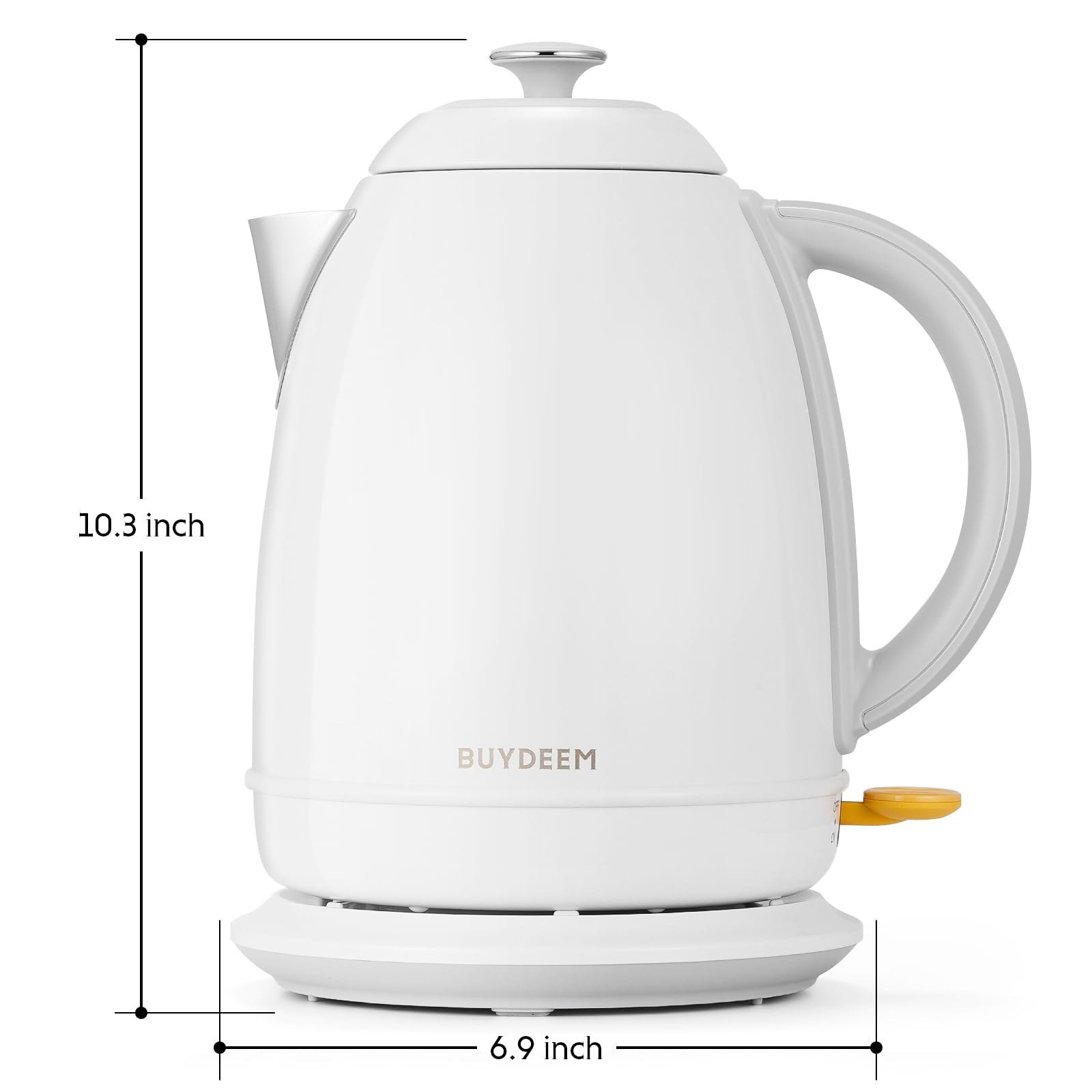 BUYDEEM K640 Stainless Steel Electric Tea Kettle with Auto Shut-Off and Boil Dry Protection, 1.7 Liter Cordless Hot Water Boiler with Swivel Base, 1440W