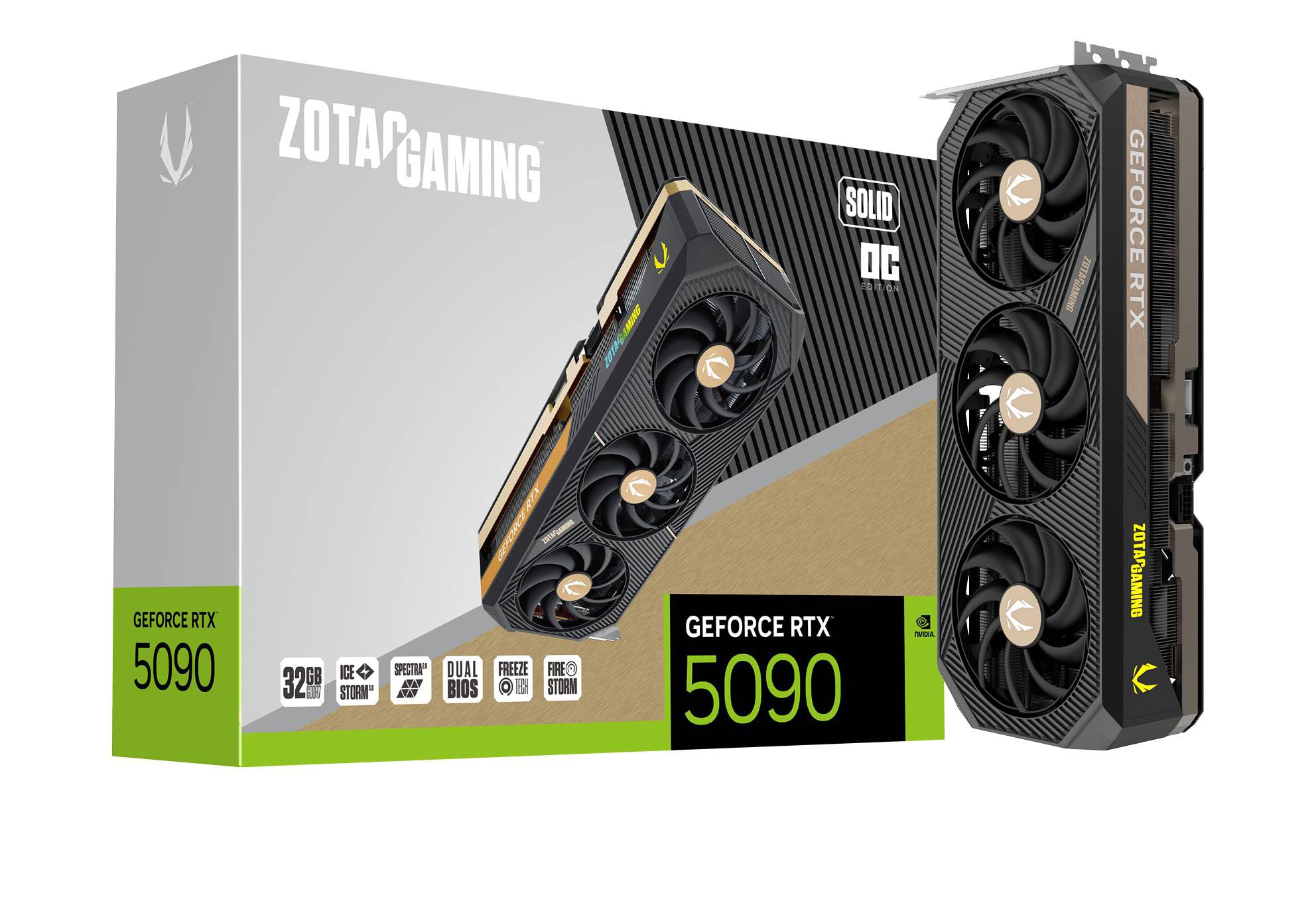 ZOTAC Gaming GeForce RTX 5090 Solid OC DLSS 4 32GB GDDR7 512-bit 28 Gbps PCIE 5.0 Gaming Graphics Card, IceStorm 3.0 Advanced Cooling, Spectra 2.0 ARGB Lighting, ZT-B50900J-10P