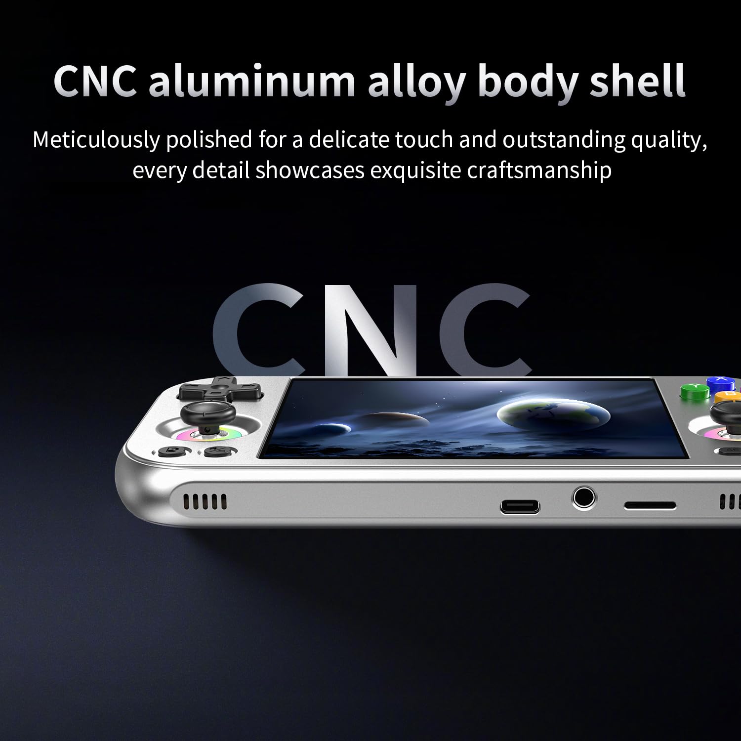 RG477M Retro Handheld Game Console , Aluminum Alloy CNC 4.7 Inch LTPS in-Cell Screen NO Game Card (Silver Blade)