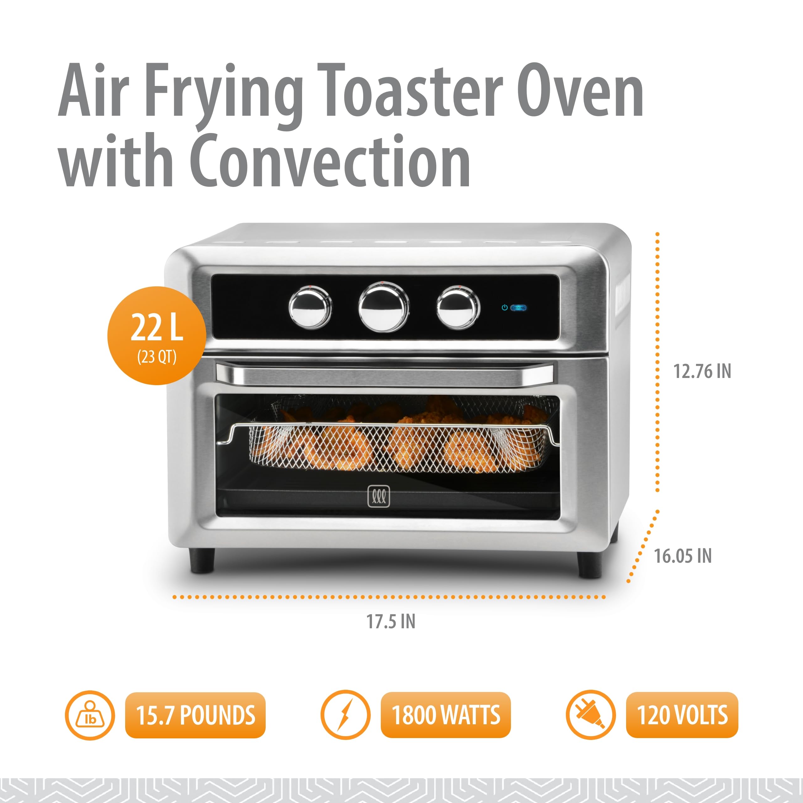 Toastmaster Air Frying Toaster Oven with Convection, Stainless Steel, TM-220AFO