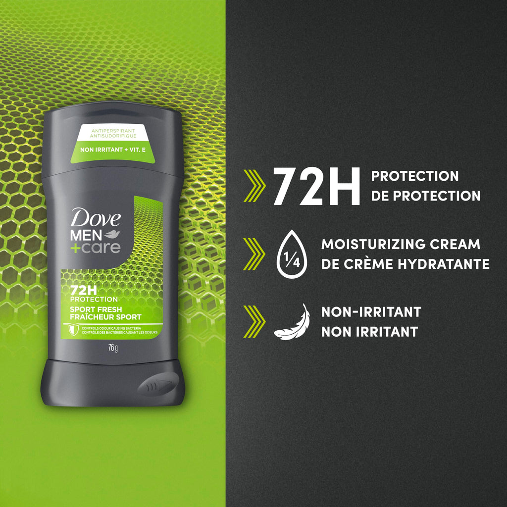 Dove Men+Care Antiperspirant Stick Deodorant for 72H Sweat & Odour Protection Sport Fresh with Vitamin E, 76g