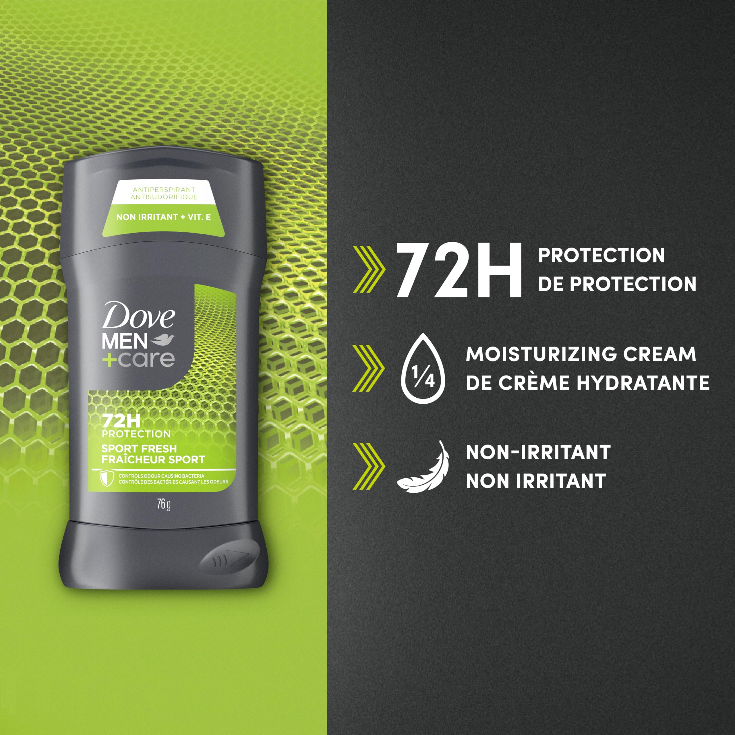 Dove Men+Care Antiperspirant Stick Deodorant for 72H Sweat & Odour Protection Sport Fresh with Vitamin E, 76g