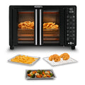 Gourmia Toaster Oven Air Fryer Combo 17 cooking presets 1700W french door digital air fryer oven 24L capacity accessories, convection rack, baking pan tray recipe book GTF7460,Large,Black