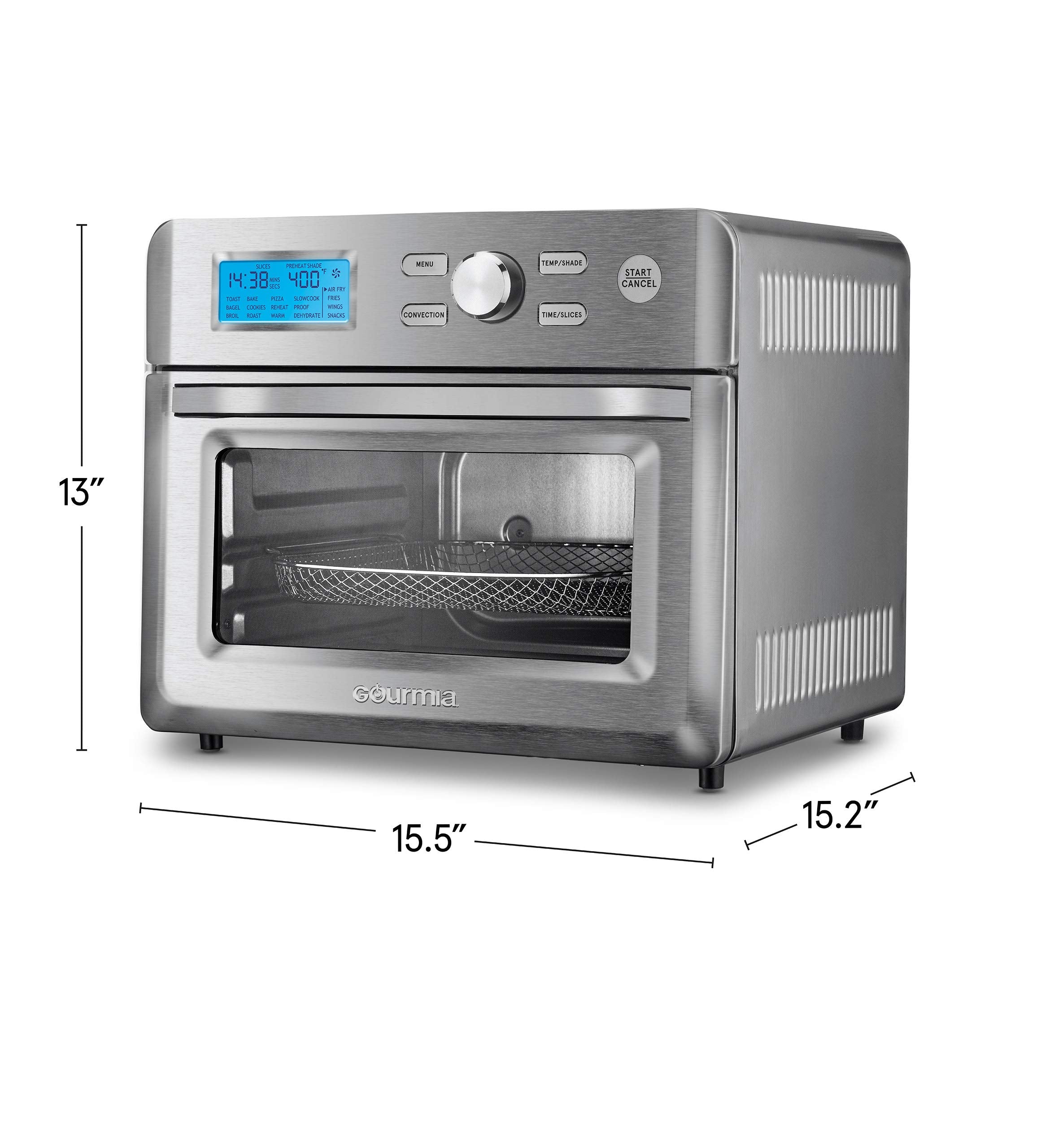 Gourmia GTF7600 16-in-1 Multi-function, Digital Stainless Steel Air Fryer Oven - 16 Cooking Presets + Convection Mode