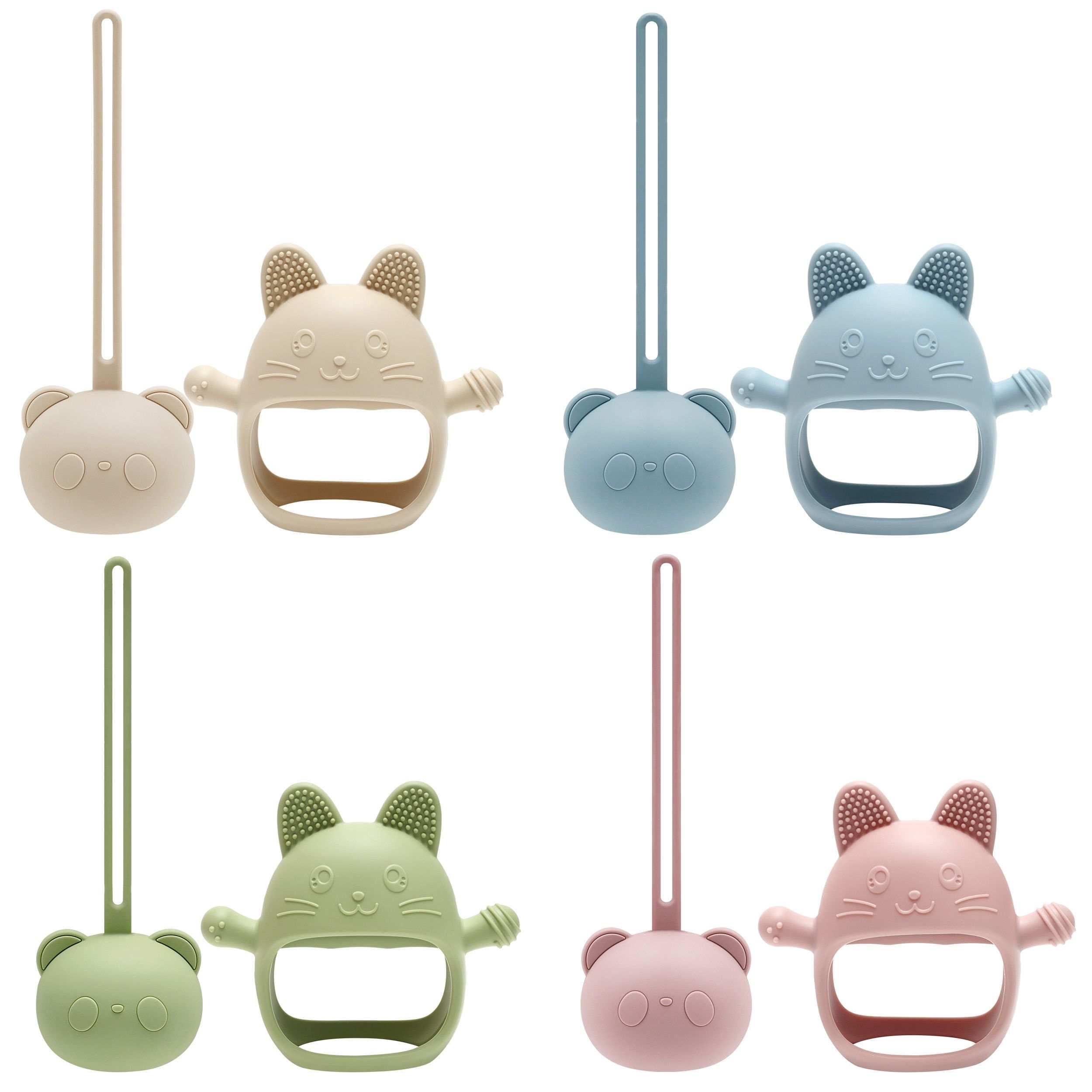 KEIKAI Bright Smiles - Baby Teething Toys, BPA Free 2 Pack Teether Set Toys for Baby 3M+, Silicone Mitten Glove Teether for Comfort Needs, Hand Pacifier Chew Toys for Teething Pain Relief, Baby Pacifier Toys
