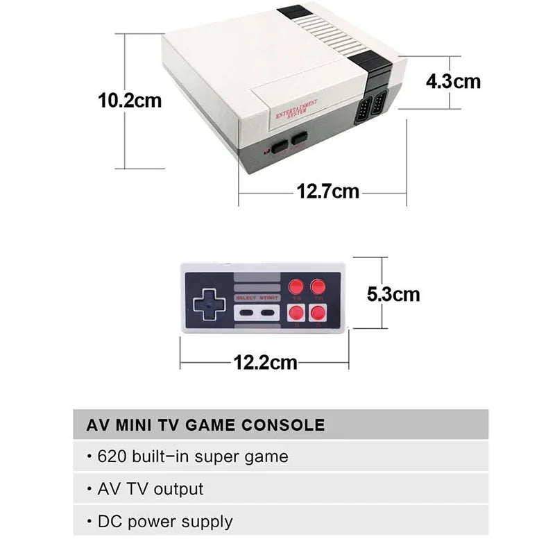 Retro Game Console Classic Mini Video Game System Built-in 620 AV Games 8-Bit FC Nes TV Console for Adults and Kids Gift