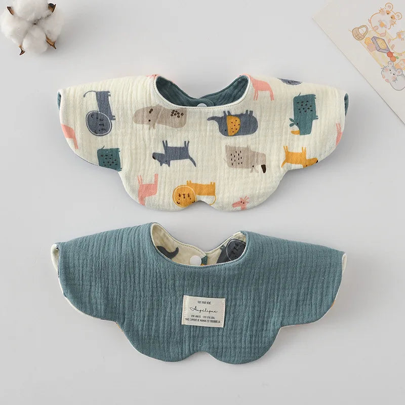 New Two-sided Usable Baby Feeding Drool Bib Infants Wave Lace Saliva Towel Soft Cotton Burp Cloth For Newborn Toddler Kids Bibs