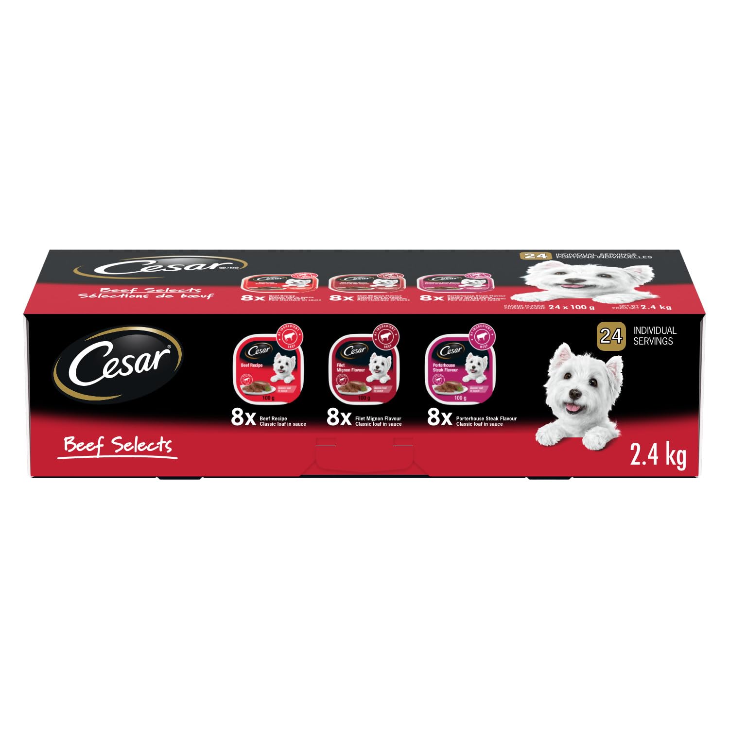 CESAR Classic Loaf in Sauce Adult Wet Dog Food Beef Selects Variety Pack