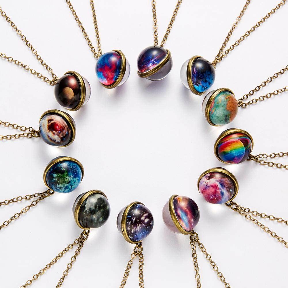 Universe Planet Glowing Pendant Necklace Women Vintage Luminous Nebula Double Sided Glass Glow In The Dark Jewelry Gift Nice and Fashion