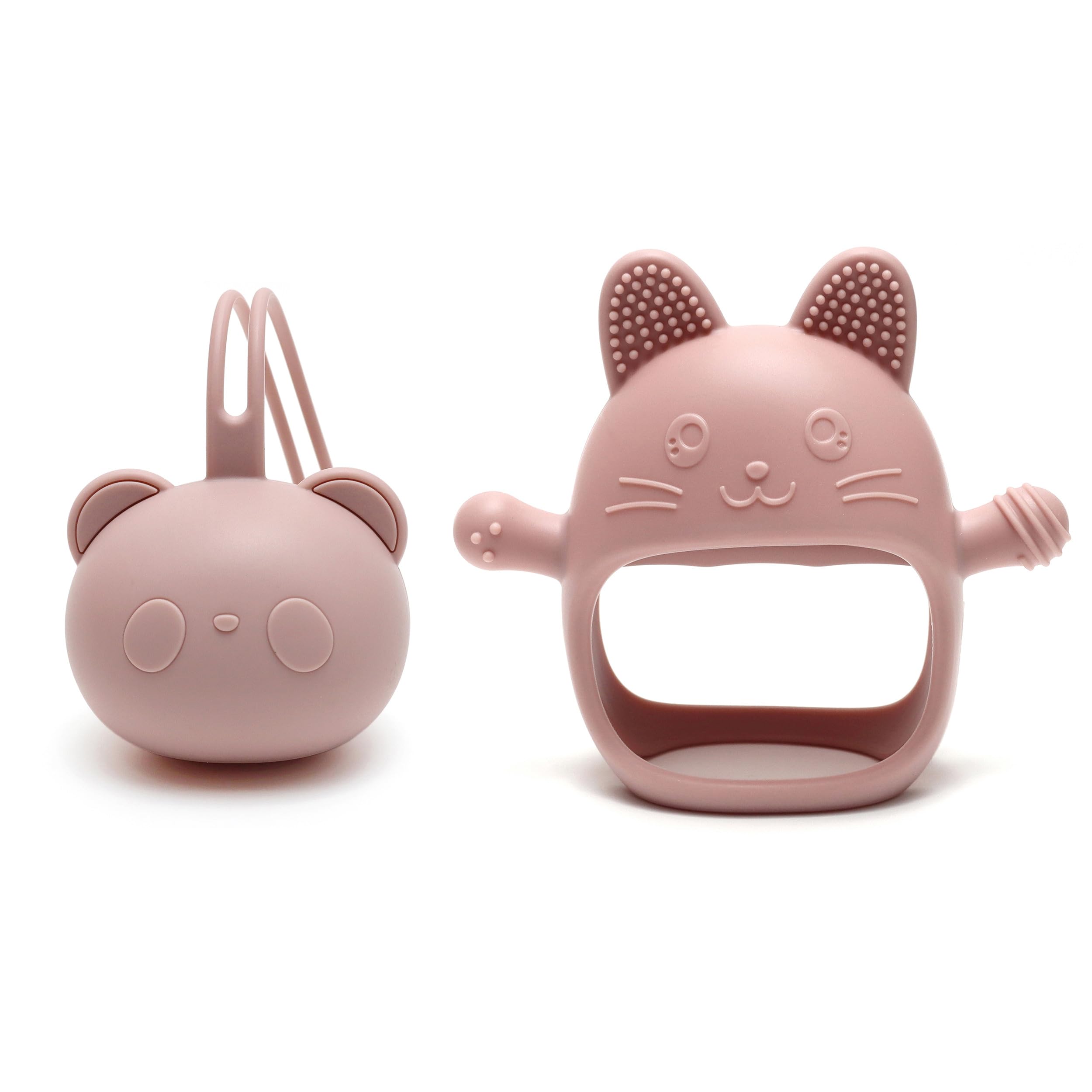KEIKAI Bright Smiles - Baby Teething Toys, BPA Free 2 Pack Teether Set Toys for Baby 3M+, Silicone Mitten Glove Teether for Comfort Needs, Hand Pacifier Chew Toys for Teething Pain Relief, Baby Pacifier Toys